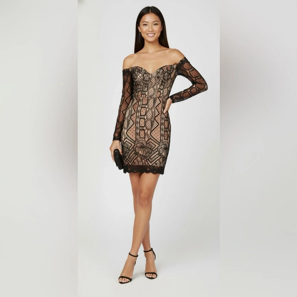 Bardot Zendaya Mini Lace Dress in Black Sz. Medium NWT